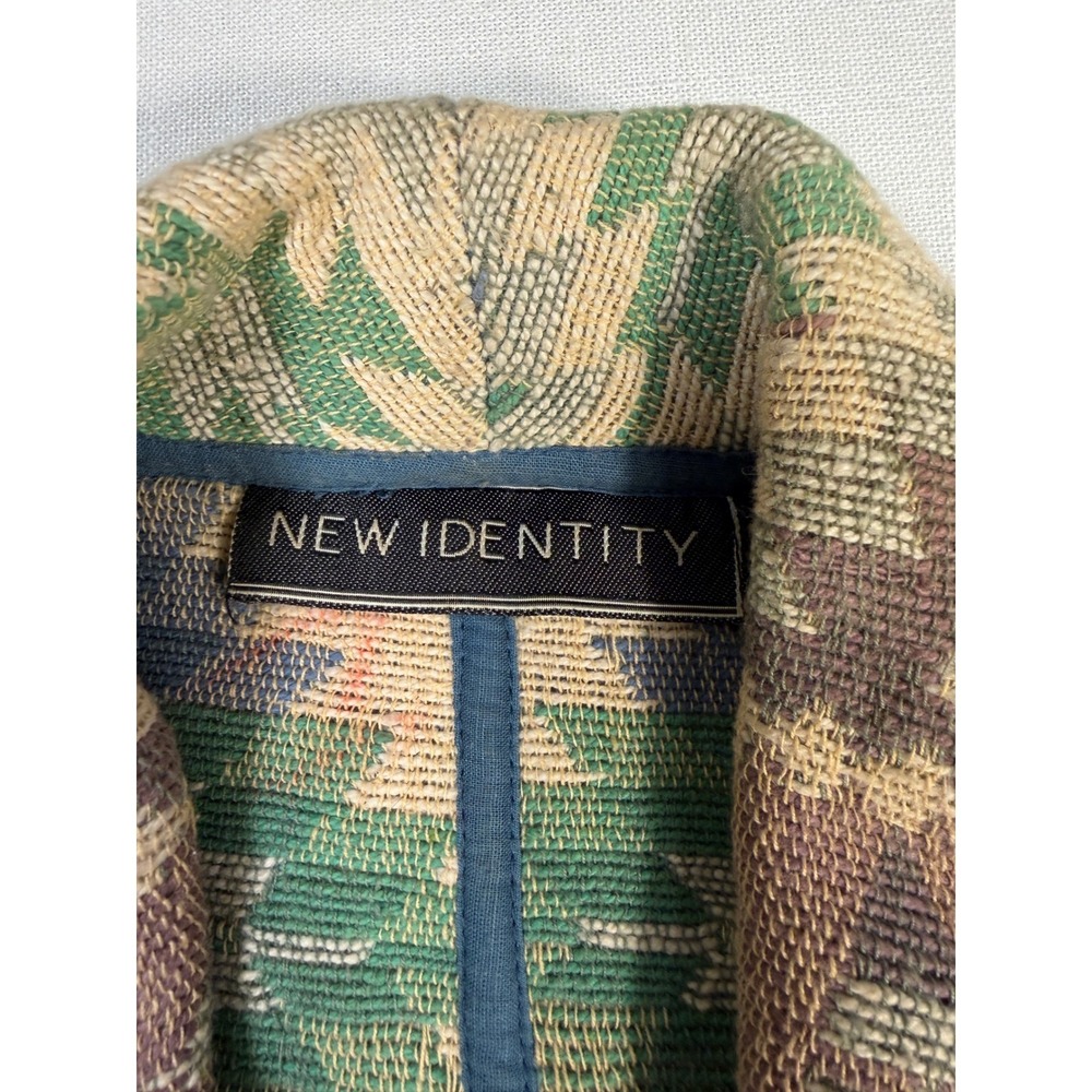 New Identity Womens Southwestern Tapestry Cropped Jacket Blue Green Cotton S - Picture 5 of 11